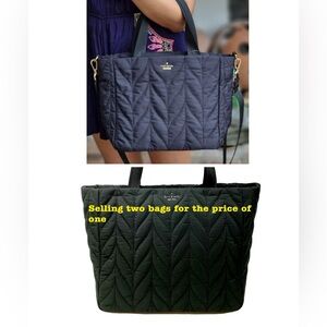Kate Spade Black Quilted Chevron Tote and Quilted Chevron Crossbody (2 bags)